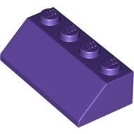 Lego kostka (kostička) 2x4 sklon (šikmá) 45°, tmavě fialová (6250171)
